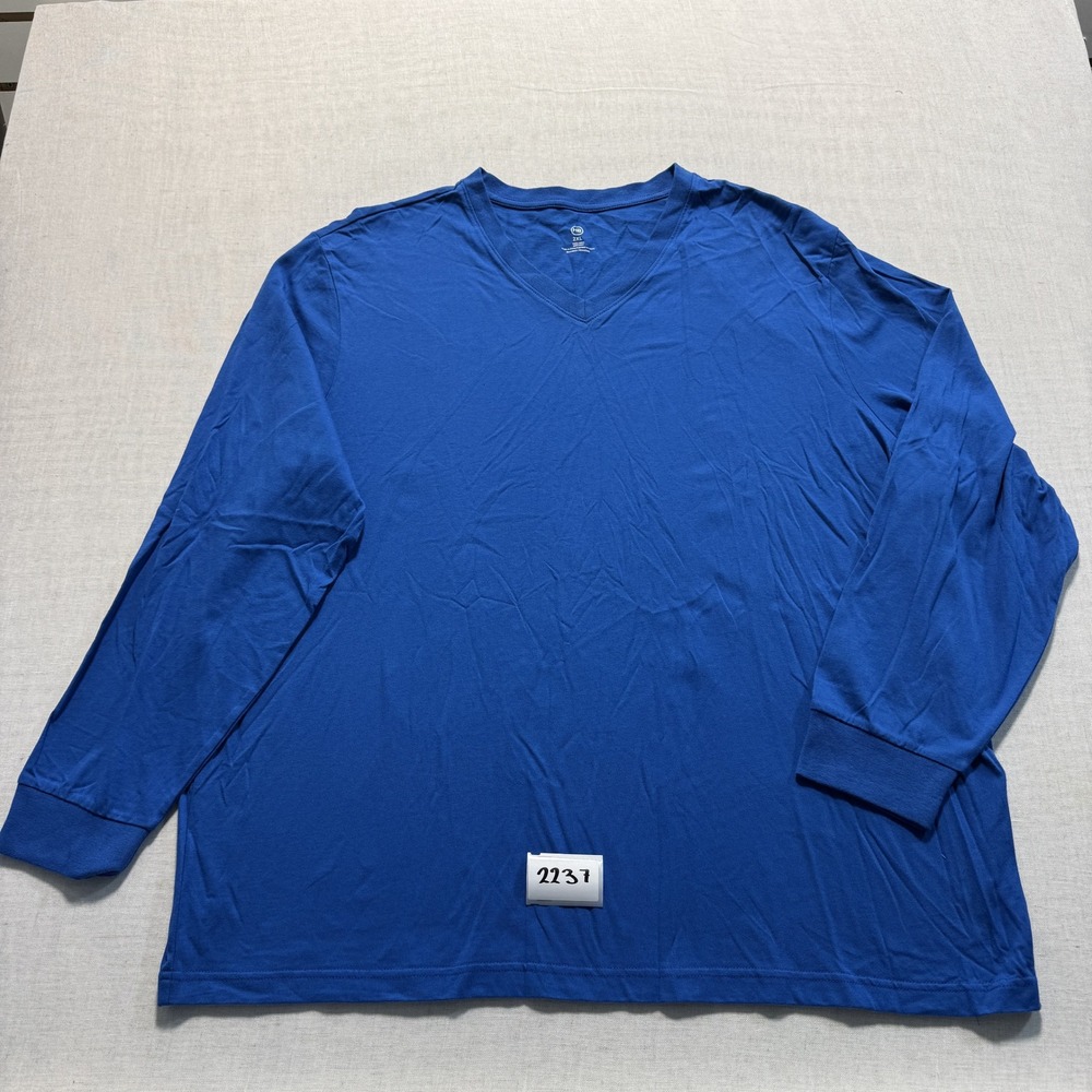 HB‎ Long Sleeve V-Neck Tee Mens 2XL Blue Excellent